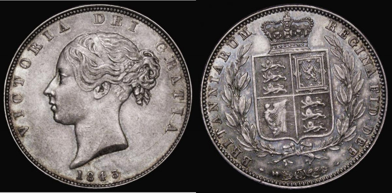 Halfcrown 1843 ESC 676 EF/AU and richly toned
Estimate: GBP 700 - 1100