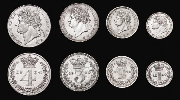 Maundy Set 1830 ESC 2435, Bull 2456, NEF with some hairlines, the Threepence wit...