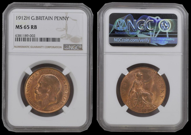 Penny 1912H Freeman 173 dies 1+A NGC MS65 RB desirable thus
Estimate: GBP 200 -...