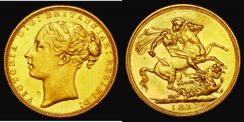 Sovereign 1871 George and the Dragon Plain Edge Proof, with Large incomplete B.P...