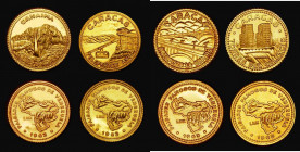 Venezuela Gold Medallic issues - Famous Landscapes of Venezuela (4) each in 18 carat gold, Venezuela 1963 Cable Car, 3.26 grammes, lustrous UNC, 1963 ...