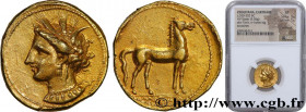 ZEUGITANA - CARTHAGE
Type : Statère d’or 
Date : c. 350-320 AC. 
Mint name / Town : Carthage, Zeugitane 
Metal : gold 
Millesimal fineness : 700  ‰
Di...