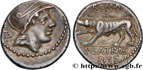 SATRIENA
Type : Denier 
Date : 77 AC. 
Mint name / Town : Rome 
Metal : silver 
Millesimal fineness : 950  ‰
Diameter : 17,5  mm
Orientation dies : 12...