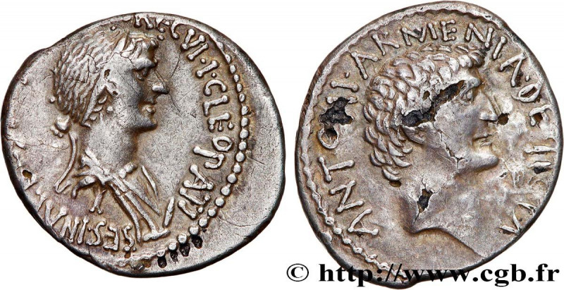 CLEOPATRA VII and MARK ANTONY
Type : Denier 
Date : automne 
Date : c. 34 AC. 
M...