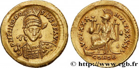 THEODOSIUS II
Type : Solidus 
Date : 431-432 
Mint name / Town : Constantinople 
Metal : gold 
Diameter : 21  mm
Orientation dies : 6  h.
Weight : 4,4...