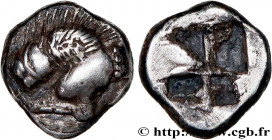 MASSALIA - MARSEILLE
Type : Obole du type au protomé de lion dévorant sa proie, à gauche, du trésor d’Auriol 
Date : c. 480-470 AC. 
Metal : silver 
D...