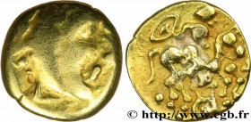 REDONES (Area of Rennes)
Type : Quart de statère d’or à la cavalière armée et à la lyre 
Date : c. 200-150 AC. 
Metal : electrum 
Diameter : 12,5  mm
...