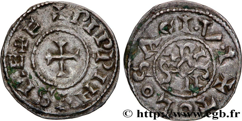 PÉPIN II OF AQUITAINE
Type : Denier 
Date : c. 845-848 
Mint name / Town : Toulo...
