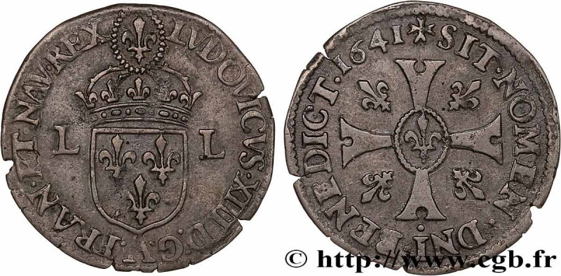 LOUIS XIII
Type : Quinze deniers 
Date : 1641 
Mint name / Town : Paris 
Quantit...