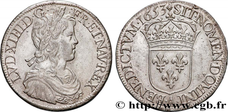 LOUIS XIV "THE SUN KING"
Type : Écu à la mèche longue 
Date : 1653 
Mint name / ...