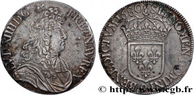 LOUIS XIV "THE SUN KING"
Type : Écu à la cravate 
Date : 1680 
Mint name / Town : Rennes 
Quantity minted : 632965 
Metal : silver 
Millesimal finenes...