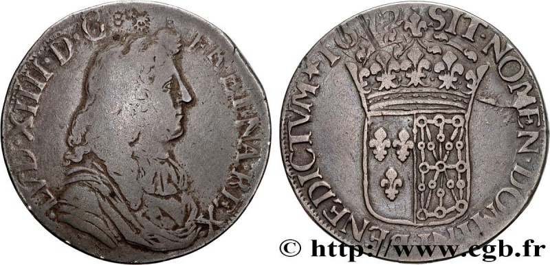 LOUIS XIV "THE SUN KING"
Type : Écu à la cravate, de Navarre 
Date : 1672 
Mint ...