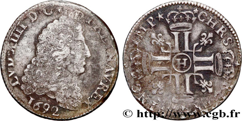 LOUIS XIV "THE SUN KING"
Type : Quart d'écu aux huit L, 1er type 
Date : 1692 
M...