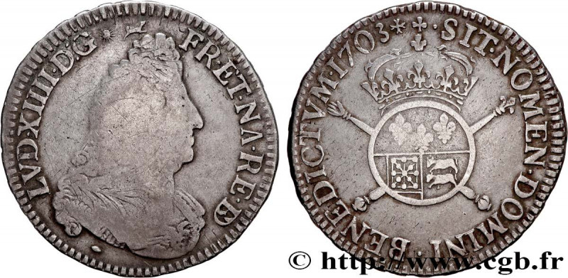 LOUIS XIV "THE SUN KING"
Type : Demi-écu aux insignes du Béarn 
Date : 1703 
Min...