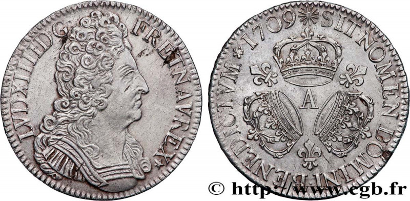 LOUIS XIV "THE SUN KING"
Type : Écu aux trois couronnes 
Date : 1709 
Mint name ...