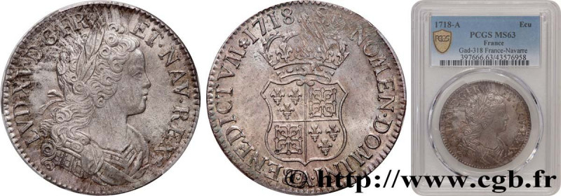 LOUIS XV THE BELOVED
Type : Écu dit "de France-Navarre" 
Date : 1718 
Mint name ...