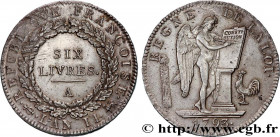 THE CONVENTION
Type : Six livres dit "au génie" 
Date : 1793 
Mint name / Town : Paris 
Metal : silver 
Millesimal fineness : 917  ‰
Diameter : 38  mm...