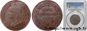 DIRECTOIRE
Type : Cinq centimes Dupré, grand module 
Date : An 7/5 (1798-1799) 
Mint name / Town : Lille 
Quantity minted : --- 
Metal : copper 
Diame...