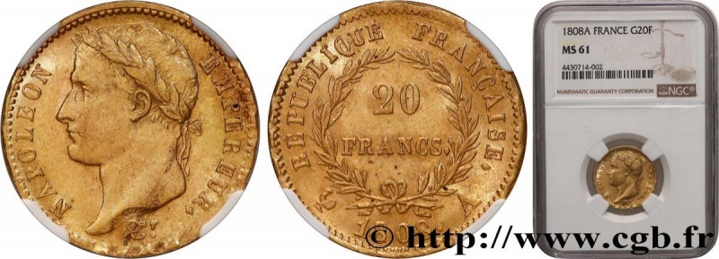 PREMIER EMPIRE / FIRST FRENCH EMPIRE
Type : 20 francs or Napoléon tête laurée, R...