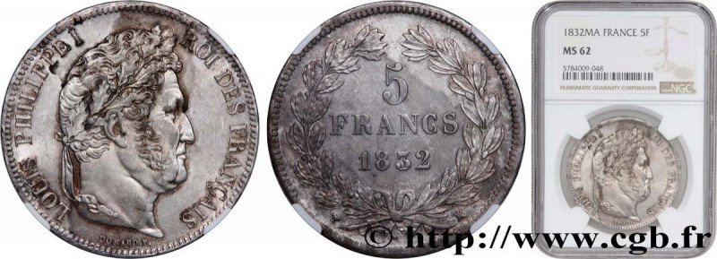 LOUIS-PHILIPPE I
Type : 5 francs IIe type Domard 
Date : 1832 
Mint name / Town ...