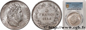 LOUIS-PHILIPPE I
Type : 5 francs IIe type Domard 
Date : 1833 
Mint name / Town : Rouen 
Quantity minted : 3489581 
Metal : silver 
Millesimal finenes...