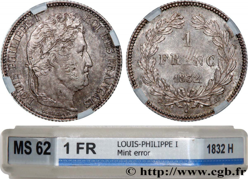 LOUIS-PHILIPPE I
Type : 1 franc Louis-Philippe, couronne de chêne 
Date : 1832 
...