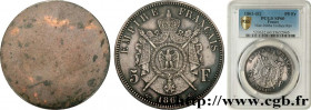 SECOND EMPIRE
Type : Essai Uniface de revers de 5 francs Barre 
Date : 1861 
Mint name / Town : Paris 
Metal : silver plated bronze 
Diameter : 37  mm...