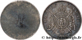 SECOND EMPIRE
Type : Épreuve uniface bronze argenté revers de 2 francs Napoléon III, tête laurée  
Date : 1868 
Mint name / Town : Paris 
Quantity min...