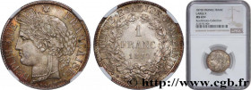 III REPUBLIC
Type : 1 franc Cérès, IIIe République 
Date : 1872 
Mint name / Town : Bordeaux 
Quantity minted : 5798220 
Metal : silver 
Millesimal fi...
