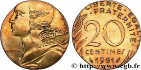 V REPUBLIC
Type : 20 centimes Marianne, frappe fautée sur flan de 5 centimes Marianne 
Date : 1981 
Mint name / Town : Pessac 
Quantity minted : --- 
...