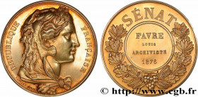 III REPUBLIC
Type : Médaille, Sénat, Archiviste 
Date : 1876 
Metal : gold plated silver 
Diameter : 51  mm
Engraver : GAYRARD Raymond (1777-1858)  
W...