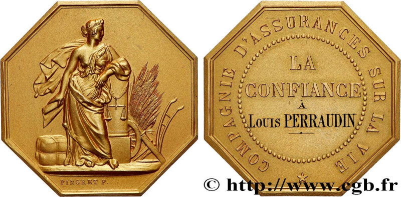 INSURANCES
Type : LA CONFIANCE - VIE 
Date : 1844 
Metal : gold 
Diameter : 35  ...