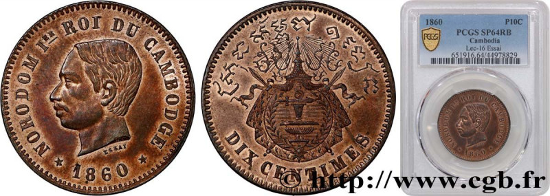 CAMBODIA
Type : Essai 10 Centimes  
Date : 1860 
Mint name / Town : Bruxelles (?...