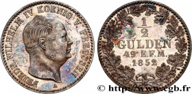 GERMANY - KINGDOM OF PRUSSIA - FREDERICK-WILLIAM IV
Type : 1/2 Gulden 
Date : 1852 
Mint name / Town : Berlin 
Quantity minted : 53000 
Metal : silver...