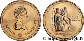 CANADA
Type : 100 Dollars, Jeux Olympiques de Montréal 
Date : 1976 
Quantity minted : 650000 
Metal : gold 
Millesimal fineness : 583  ‰
Diameter : 2...