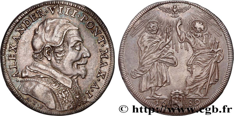 ITALY- PAPAL STATES - ALEXANDER VIII (Pietro Vito Ottoboni)
Type : Teston an I 
...