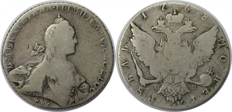 Russische Münzen und Medaillen, Katharina II. (1762-1796). 1 Rubel 1768 SPB-TI-A...