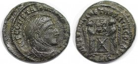 Römische Münzen, MÜNZEN DER RÖMISCHEN KAISERZEIT. Constantinus I. (306-337 n. Chr). Follis. (3,03 g. 18,5 mm) Vs.: IMP CONSTANTINVS AVG, Helm- und Kür...
