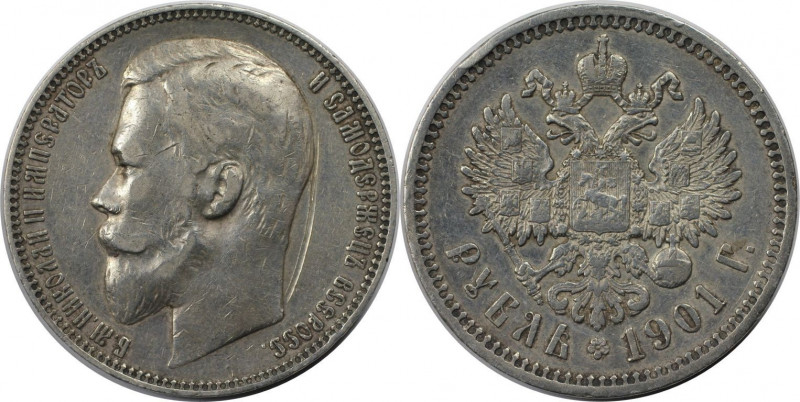 Russische Münzen und Medaillen, Nikolaus II. (1894-1918). 1 Rubel 1901. Silber. ...