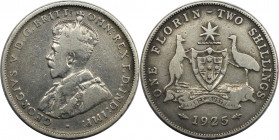 Weltmünzen und Medaillen, Australien / Australia. George V. 1 Florin (2 Shillings) 1925. Silber. KM 27. Sehr schön