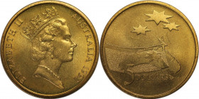 Weltmünzen und Medaillen, Australien / Australia. Internationales Jahr des Weltraums. 5 Dollars 1992. Aluminium-Bronze. KM 190. Stempelglanz