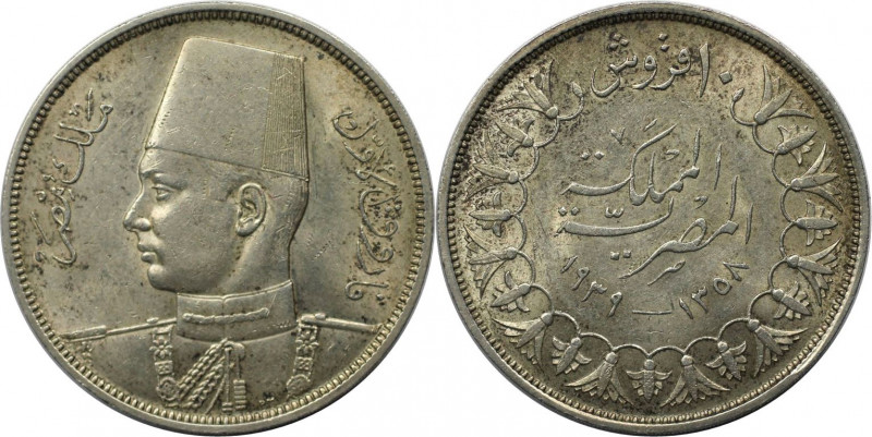 Weltmünzen und Medaillen, Ägypten / Egypt. Farouk I. 10 Piastres 1939. Silber. K...