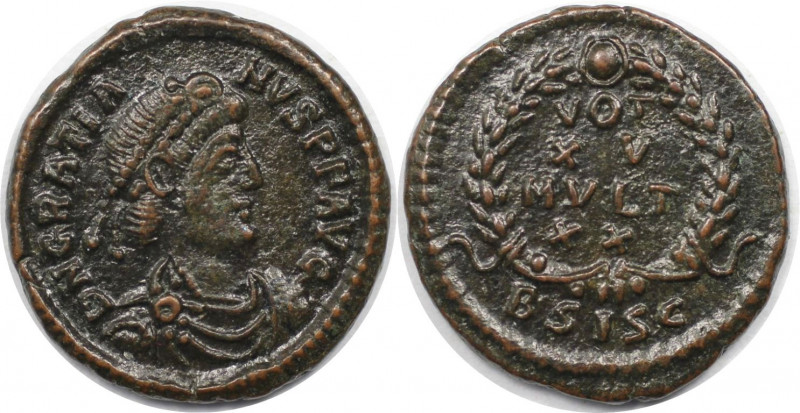 Römische Münzen, MÜNZEN DER RÖMISCHEN KAISERZEIT. Gratian (367-383 n. Chr). Ae 4...