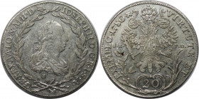 RDR – Habsburg – Österreich, RÖMISCH-DEUTSCHES REICH. Haus Habsburg. Josef II. als Mitregent (1765-1780). 20 Kreuzer 1780 B / SK PD, Kremnitz. Silber....