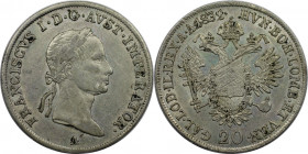 RDR – Habsburg – Österreich, KAISERREICH ÖSTERREICH. Franz II.(I) (1792-1835). 20 Kreuzer 1832 A. Silber. Jaeger 213. Fast Vorzüglich