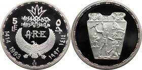 Weltmünzen und Medaillen, Ägypten / Egypt. Narmur. 5 Pounds 1993 (AH 1414). 22,50 g. 0.999 Silber. 0.72 OZ. KM 742. Polierte Platte