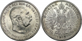 RDR – Habsburg – Österreich, KAISERREICH ÖSTERREICH. Österreich-Ungarn. Franz Joseph I. (1848-1916). 2 Kronen 1912. Silber. Jaeger 408. Fast Stempelgl...
