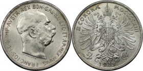 RDR – Habsburg – Österreich, KAISERREICH ÖSTERREICH. Österreich-Ungarn. Franz Joseph I. (1848-1916). 2 Kronen 1913. Jaeger 384. Silber. Fast Stempelgl...