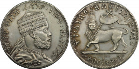 Weltmünzen und Medaillen, Äthiopien / Ethiopia. Menelik II. 1 Birr 1888. Silber. 27,0 g. KM 5. Stempelglanz