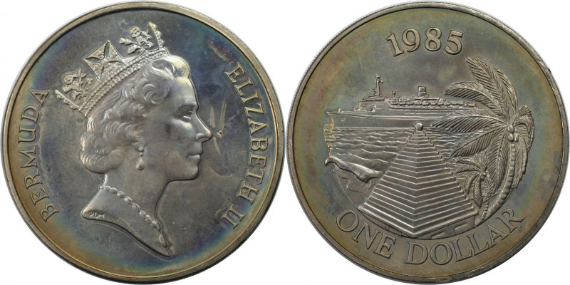 Weltmünzen und Medaillen, Bermuda. Kreuzfahrtschiff Tourismus. 1 Dollar 1985. Ku...